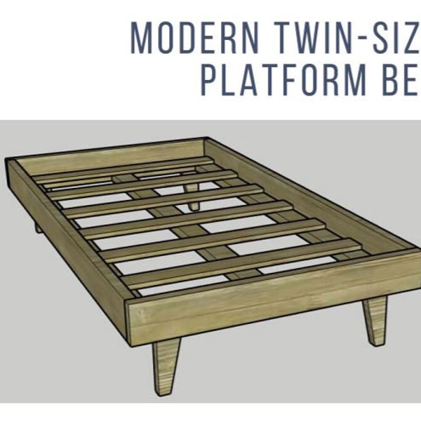 TWIN SIZED Modern Platform Bed Printable PDF Woodworking Plans Printable