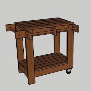 Outdoor rolling grill cart PDF Printable Woodworking Plans