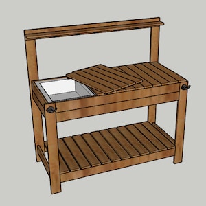 DIY potting bench with hidden storage - Printable PDF Woodworking Plans