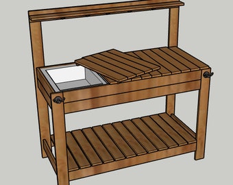 DIY potting bench with hidden storage - Printable PDF Woodworking Plans