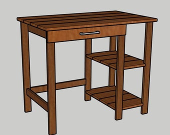 Writing Desk with Drawer and Shelves - Printable PDF Woodworking Plans