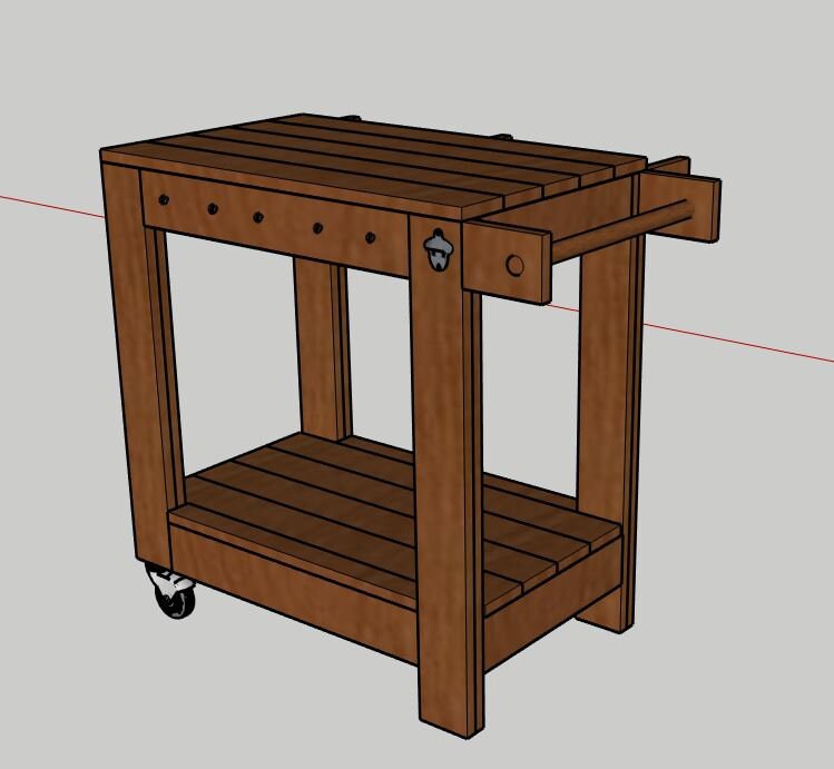 Outdoor Rolling Grill Cart PDF Printable Woodworking Plans Etsy