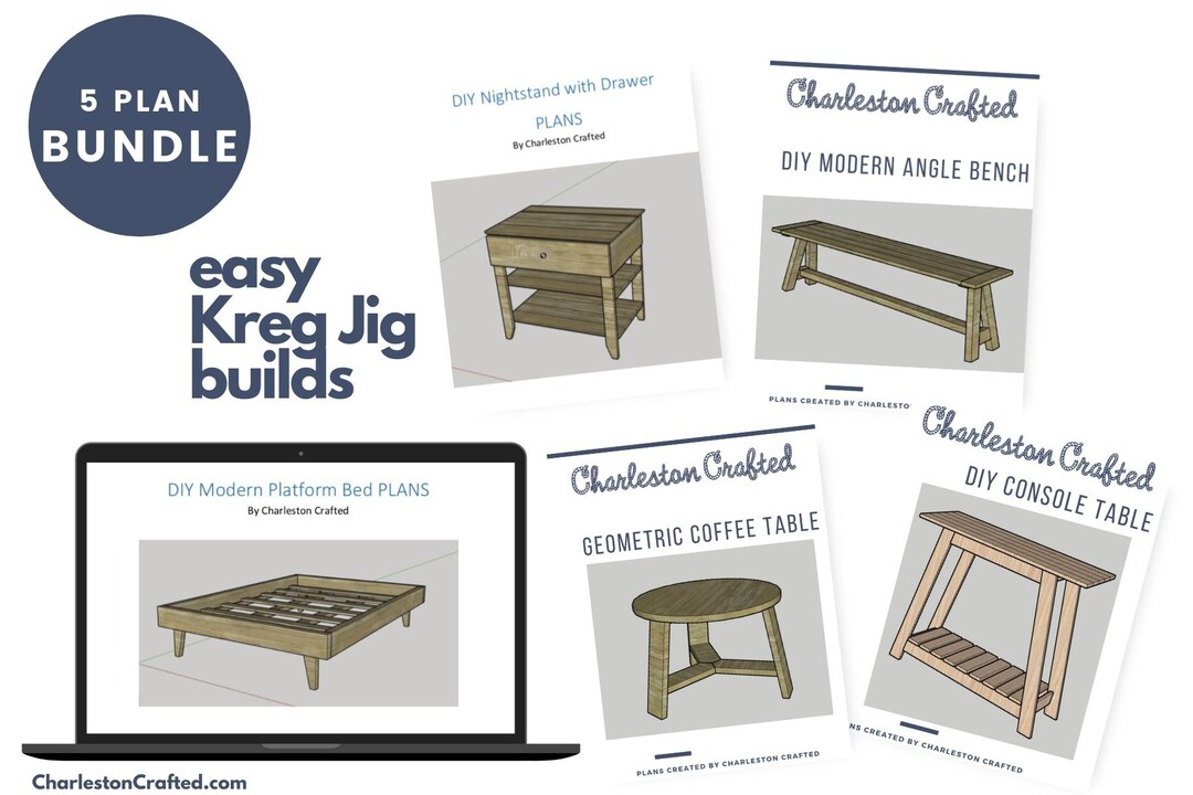 BUNDLE of 5 Kreg Jig Project PDF Woodworking Plans Etsy