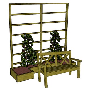 BUNDLE of DIY outdoor raised bed garden with trellis and garden bench - Printable PDF Woodworking Plans