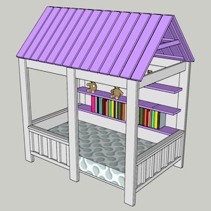 Kids house bed with storage Woodworking PDF Plans Printable