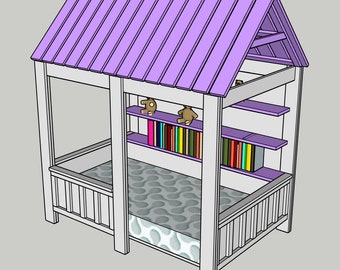 Kids house bed with storage Woodworking PDF Plans Printable