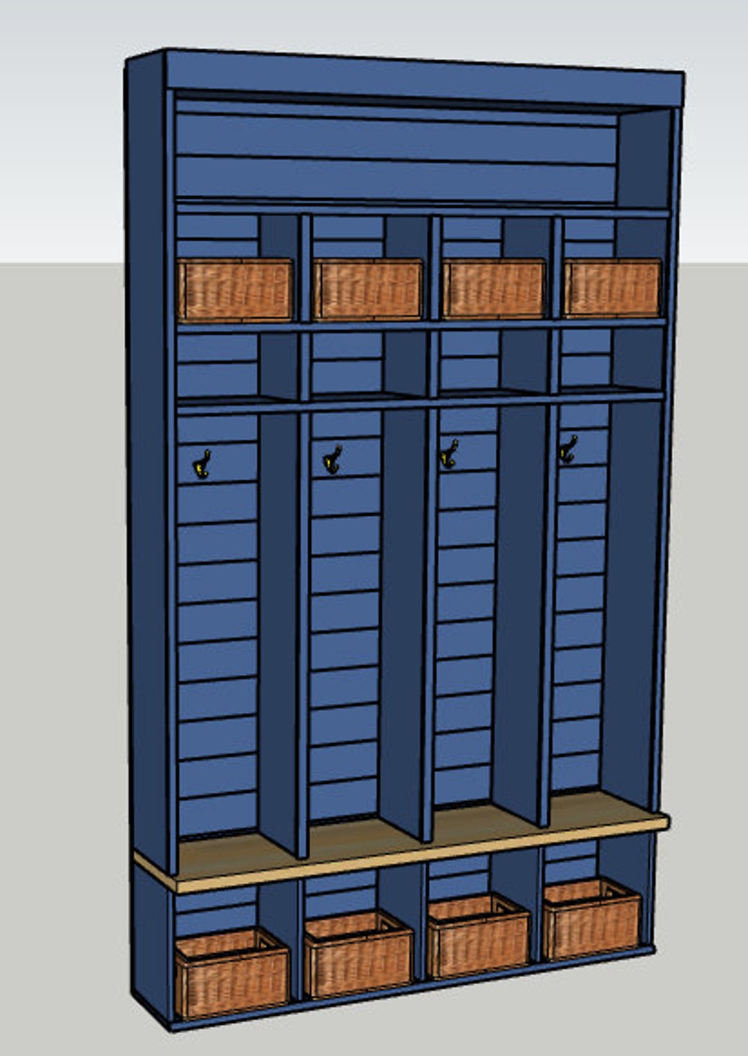 DIY Mudroom Lockers With Cubby Storage - Printable PDF Woodworking ...