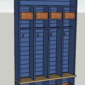 DIY mudroom lockers with cubby storage - Printable PDF Woodworking Plans