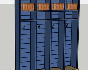 DIY mudroom lockers with cubby storage - Printable PDF Woodworking Plans