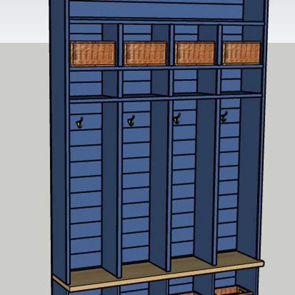 DIY mudroom lockers with cubby storage - Printable PDF Woodworking Plans