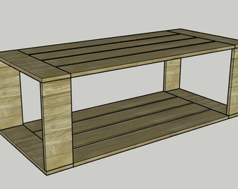Modern Rectangular Plank Coffee Table - Printable PDF Woodworking Plans