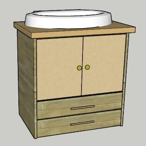 Pedestal Sink Vanity with Pull Out Steps Woodworking PDF Plans Printable