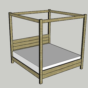 King Sized Modern Four Poster Canopy Bed Printable PDF Woodworking Plans Printable