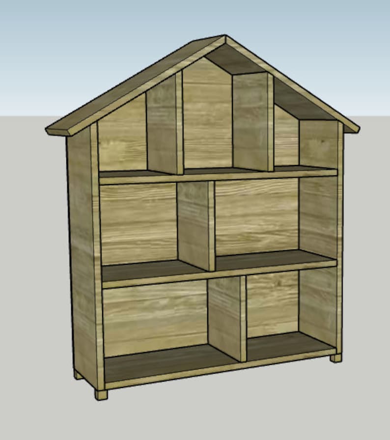 DIY dollhouse bookshelf Woodworking PDF Plans Printable image 1