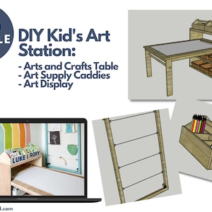 Kids Art Station - Arts and Crafts Table/Art Caddy/Art Display - Woodworking PDF Plans Printable BUNDLE