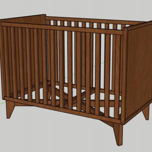 Mid Century Modern Baby Crib Woodworking PDF Plans Printable