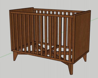 Mid Century Modern Baby Crib Woodworking PDF Plans Printable