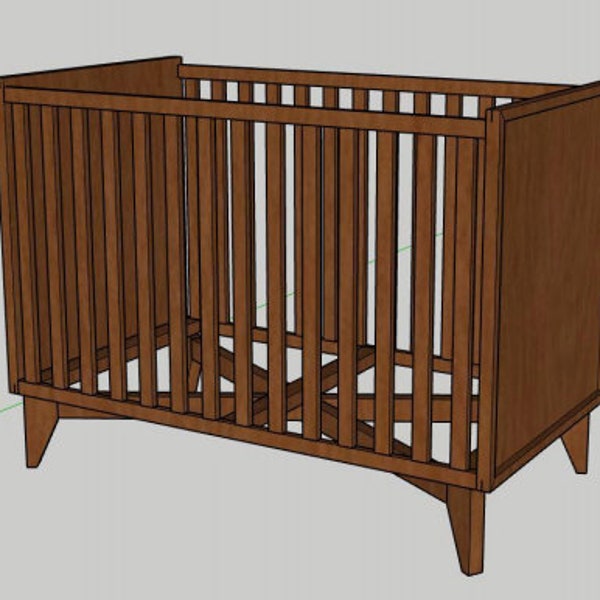 Mid Century Modern Baby Crib Woodworking PDF Plans Printable