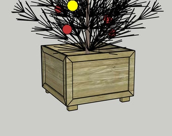 DIY Christmas Tree Box Stand Woodworking PDF Plans Printable