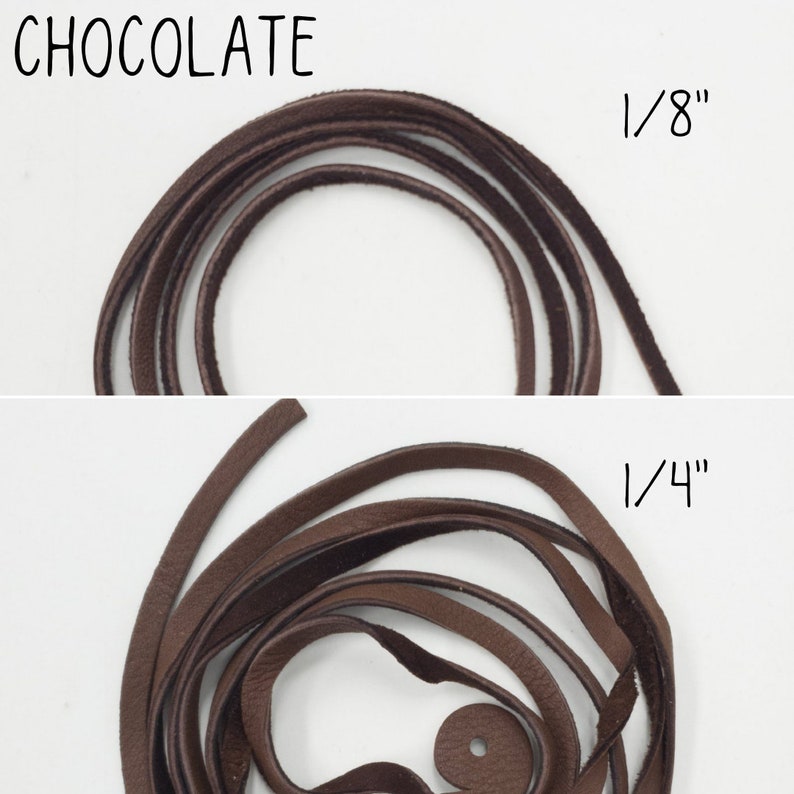 May include: Two pieces of brown leather cord, one 1/8 inch thick and the other 1/4 inch thick.