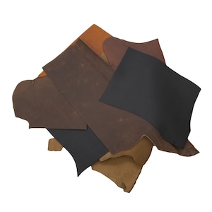  Leather Scraps - Upholstery remnants - 1 lb. Sizes and