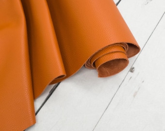 Dark Burnt Orange Cowhide Leather Project Pieces for Handbags Jewelry DIY Crafts