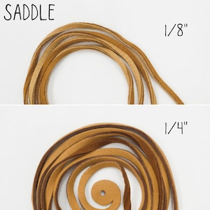 May include: Two rolls of brown leather cord, one 1/8 inch thick and one 1/4 inch thick.  Saddle leather cord.