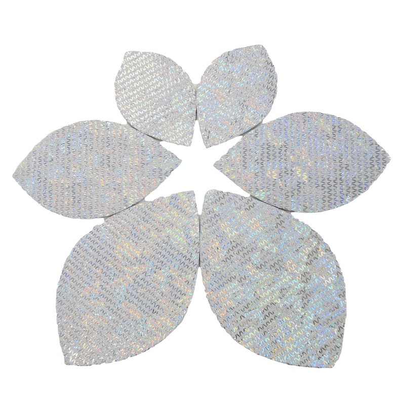Leather Earrings Various Leaf Sizes 12pk Flash Bang Silver DIY