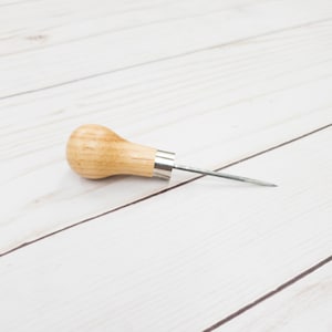 Leatherworking Scratch Awl – Brass & Wood Handle, Made in USA