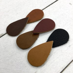 Genuine Leather / Teardrop Shape / Stamping Leather / Oil Tan / Mini Size / DIY Jewelry / Raw Material / Shirt Tag / Leather Patch / DIY