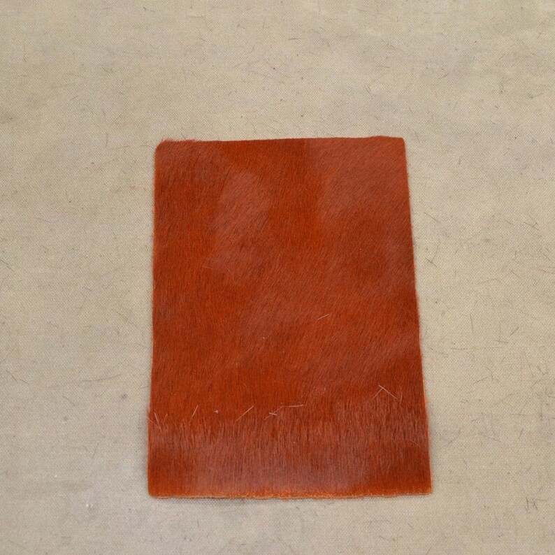 Solid Light Brown Leather Hair on Cow Hide 4/" x 6/" Pre-cut