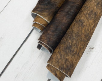 Dark Brindle Hair On Cowhide Leather Sheets Brown Black for DIY Crafts