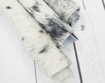 Hair-On Cowhide Leather Sheet – Genuine Leather, Spotted (Black & White) for DIY, Leathercraft, Raw Materials