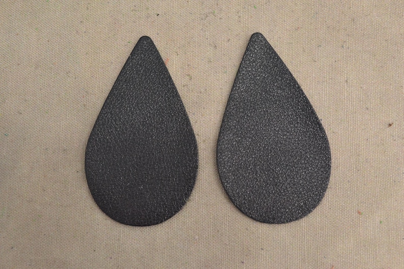 12pk-Leather Teardrop Large Die Cut Black Jack Metallic Vegas DIY Earrings SEC-10 DE-68429