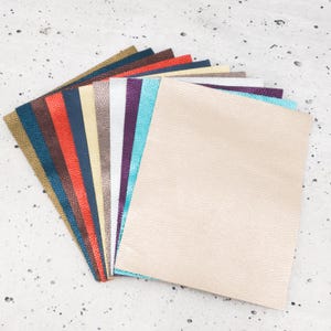 Genuine Cow Leather – Grainy Metallic Sheets for Jewelry Boxes, Crafts, and Small Projects