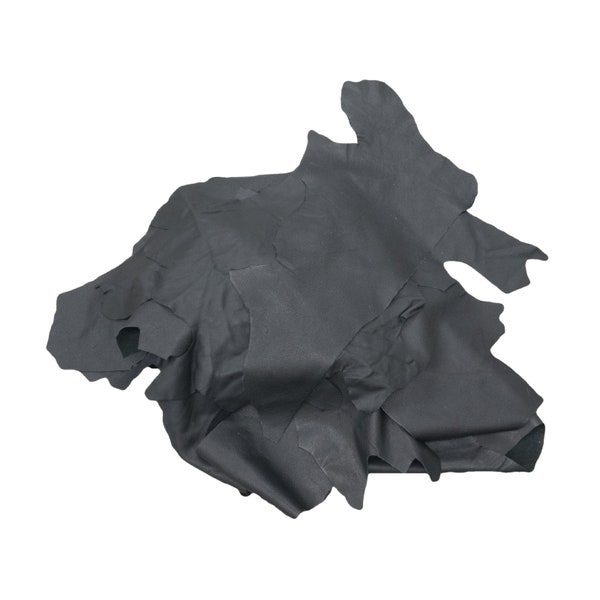 Genuine Cowhide Remnants / Black Upholstery Scraps / Upcycling DIY Material / Recycling Crafting Goods / 3-4 OZ or 1.2 - 1.6 MM