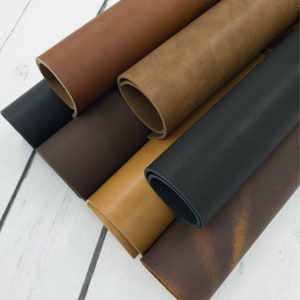 Oil Tanned Leather / Genuine Cowhide / Pre-Cut Sheets / Boot Leather / Journal Material / Raw Remnant / DIY Crafting / Hat Patches / Jewelry