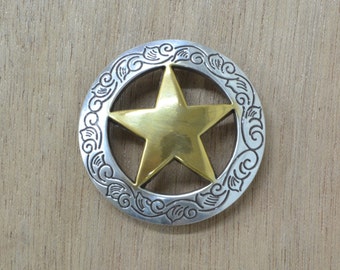 CHOOSE Finish and Size- Saddle Concho Silver OR 2-Tone Ranger Star