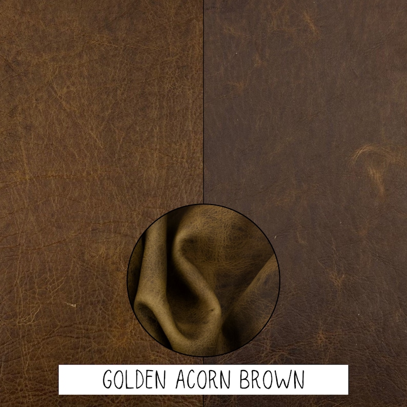 Bison Buffalo Leather Sheets Rustic Bold Colors USA Made for Crafts Golden Acorn Brown