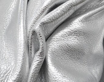 Excaliburs Silver Metallic "Vegas" Leather Cow Hide 8" x 10" Pre-cut 3 1/2 ounces grainy TA-26152 (Sec. 8,Shelf 4,A)