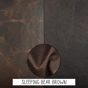 Bison Buffalo Leather Sheets Rustic Bold Colors USA Made for Crafts Sleeping Bear Brown