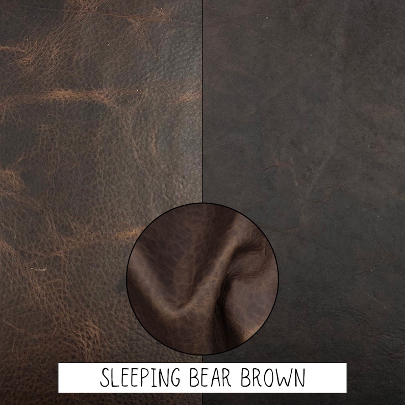 Bison Buffalo Leather Sheets Rustic Bold Colors USA Made for Crafts Sleeping Bear Brown