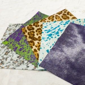 Genuine Leather Hair On Cowhide Sheets / Fun Colors / Purple / Green / White / Raw Materials / Multi Color / Earring Leather / Purses