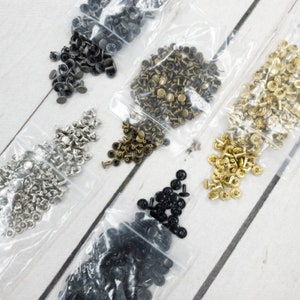 Steel Plated Double Cap Rivets for Leatherworking and Crafting