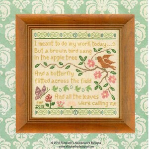 Brown Bird Sampler designed by Elizabeth Foster