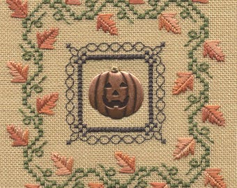 Pumpkin Patch Cross Stitch Pattern with Floss and Charm