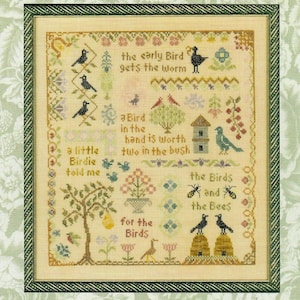 Antique Bird Sampler designed by Elizabeth Foster