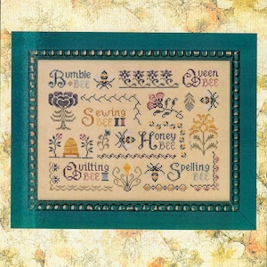 Antique Bee Sampler designed by Elizabeth Foster