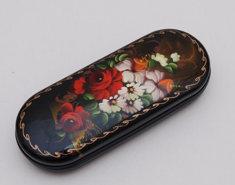 Download Flowers glasses case hand-painted eyeglass carrying case ...