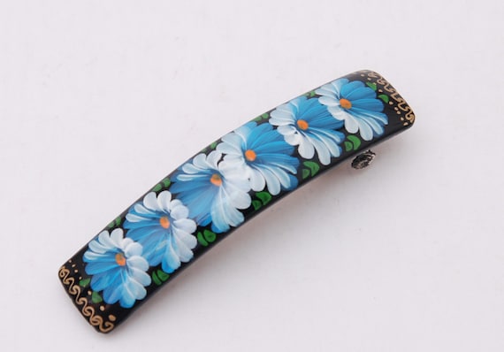 Handmade and handpainted Russian barrette floral hair clip Free Shipping plus free gift!